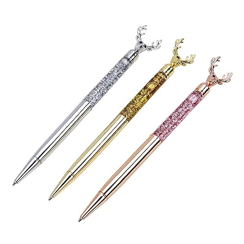 WOONEKY 3 Stück Metall Kugelschreiber Reh Design in Roségold Silber und Goldoptik Glattes Schreiben Verschleißfest für Schüler Büro und Praktische für Unterwegs WOONEKY 3 Stück Metall Kugelschreiber Reh Design in Roségold Silber und Goldoptik Glattes Schreiben Verschleißfest für Schüler Büro und Praktische für Unterwegs von WOONEKY