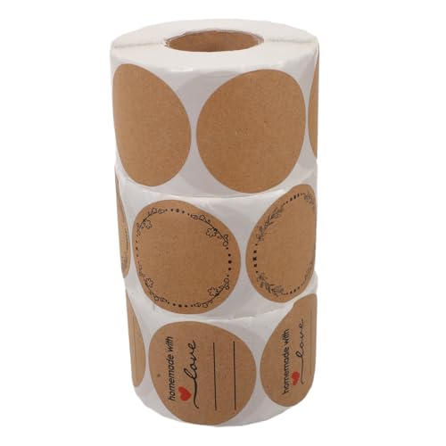WOONEKY 3 Stück Runde Selbstklebende Etiketten Rolle Beschriftbare Klebeetiketten mit Starkem Haftkleber Praktische Verpackungssiegel für Versand Geschenkverpackung Kleine Unternehmen von WOONEKY