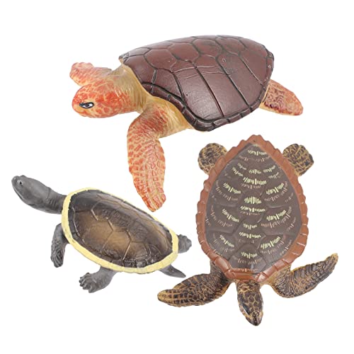 WOONEKY 3 Stück Schildkrötenmodell Spielzeug Kleine Stofftiere Modelle Reptilienschildkröte Badespielzeug Kuchendekorationsspielzeug Schildkrötenfigur Schildkrötenstatue von WOONEKY