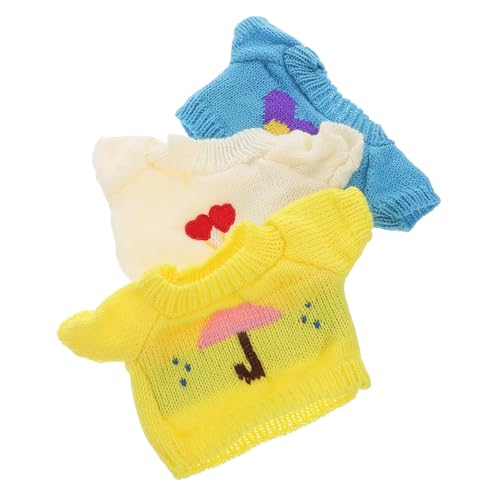 WOONEKY 3 Stück Teiliges Mini Kostüm für Stofftiere Süße Kleidung für Puppen mit Weißem Kirsch Sweater Gelbem Regenschirm Pullover und Blauem Herz Sweater Perfektes Puppenzubehör für WOONEKY 3 Stück Teiliges Mini Kostüm für Stofftiere Süße Kleidung für Puppen mit Weißem Kirsch Sweater Gelbem Regenschirm Pullover und Blauem Herz Sweater Perfektes Puppenzubehör für von WOONEKY