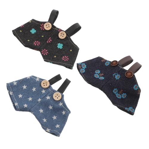WOONEKY 3 Stück Teiliges Puppenkleid aus Weichem Baumwollstoff Niedliche Jeans-Latzhosen für Plüschtiere und Sammlerpuppen Vielseitige Sichere DIY-Kleidung für Mädchen und Puppen zum von WOONEKY