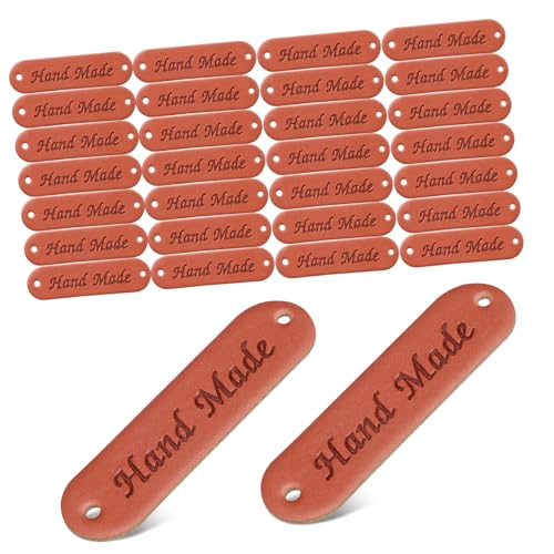 WOONEKY 30 Stück Geprägte PU Lederlabels mit Löchern Handgemachte Kleidungsetiketten für Jeans Hüte Schals Strickwaren Bestickte Dekorative Handarbeitstags WOONEKY 30 Stück Geprägte PU Lederlabels mit Löchern Handgemachte Kleidungsetiketten für Jeans Hüte Schals Strickwaren Bestickte Dekorative Handarbeitstags von WOONEKY
