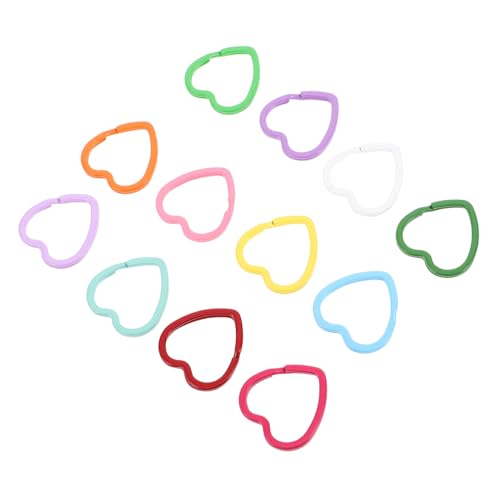 WOONEKY 30 Stück Teiliges Herzförmiges Spritzlack Schlüsselring Geschlossener Flacher Ring Sichere Verbindung Für DIY Schlüsselanhänger Schmuckherstellung Bunte Farbige Verbindungsringe von WOONEKY