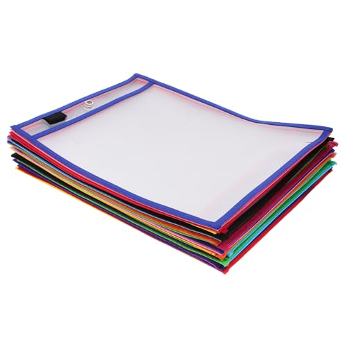 WOONEKY 30 Stück Teiliges PVC Dry Erase Taschen mit Stiftfach und Metallöse Wiederverwendbare Abwischbare Schreibhüllen für Schule Büro Transparente Aufbewahrungstaschen von WOONEKY