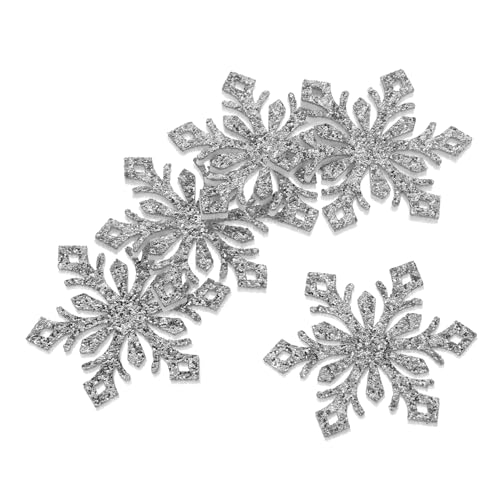 WOONEKY 30 Stück Teiliges Schneeflocken Deko Silber Glitzernde DIY Haarspangen Patches zum Aufnähen für Kleidung Taschen Haarschmuck Weihnachtsdeko Zubehör WOONEKY 30 Stück Teiliges Schneeflocken Deko Silber Glitzernde DIY Haarspangen Patches zum Aufnähen für Kleidung Taschen Haarschmuck Weihnachtsdeko Zubehör von WOONEKY