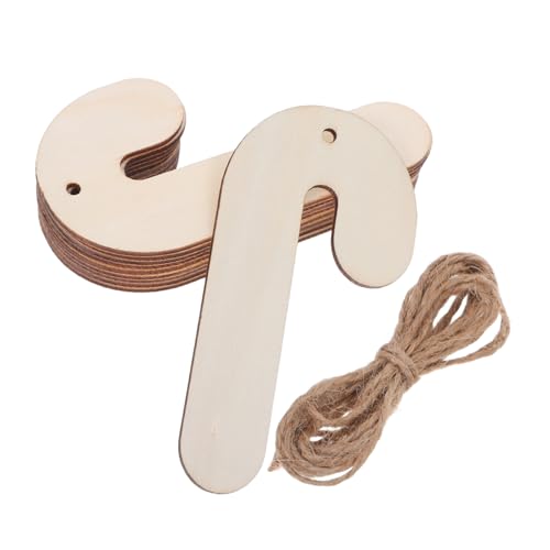 WOONEKY 30 Stück Teiliges Weihnachten Candy Cane Holzanhänger Unvollendete Blanko Holzscheiben mit Schnur Leicht zum Aufhängen für DIY Bastelprojekte Weihnachtsdekoration von WOONEKY