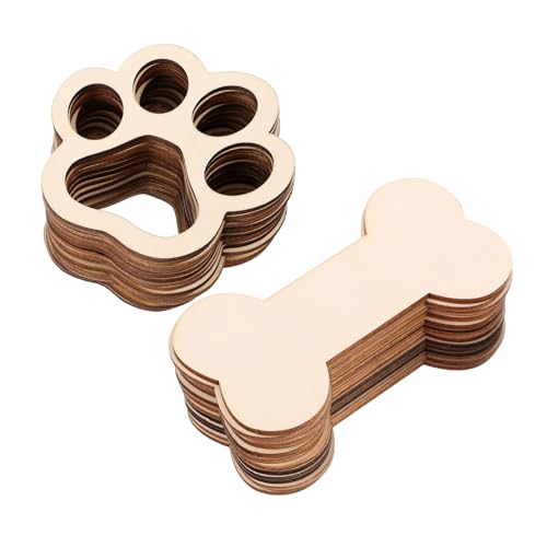 WOONEKY 30 Stück Teiliges aus Nachhaltigen Blanko Holzanhängern in Knochenform und Pfotenmotiv Glatte Unbehandelte Hundedekorationen für DIY Bastelprojekte Personalisierbar für Party und WOONEKY 30 Stück Teiliges aus Nachhaltigen Blanko Holzanhängern in Knochenform und Pfotenmotiv Glatte Unbehandelte Hundedekorationen für DIY Bastelprojekte Personalisierbar für Party und von WOONEKY