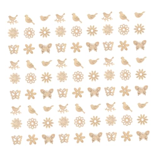 WOONEKY 300 Stück Vintage Holzblumen und Vogel Ausschnitte Unvollendete Holzformen mit Rustikalem Charme Handbemalt Vielseitig für DIY Bastelprojekte Wandkunst und Dekorative Ornamente von WOONEKY