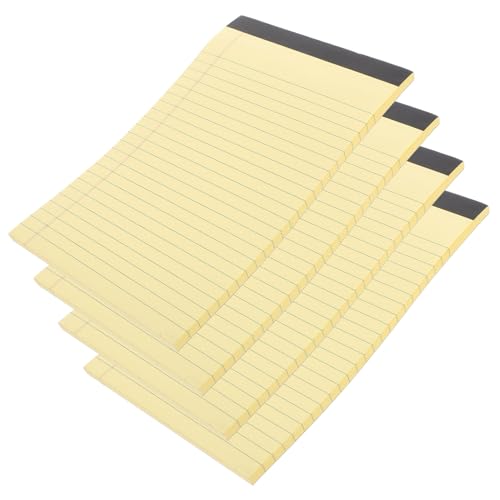 WOONEKY 4 Stück Abreißbare Notizblöcke Gelb Horizontal Linierte Schreibblöcke Praktisch für Haushalt Büro Lehrer Vielseitig als Tagesplaner und Memo Pads von WOONEKY