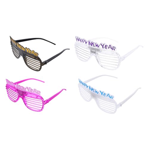 WOONEKY 4 Stück LED Partybrille Leuchtende Neujahrsbrillen Bunte Spaßbrillen für Karneval Fasching Partydekoration Unisex Bequem und Auffällig Zufällige Farbe von WOONEKY