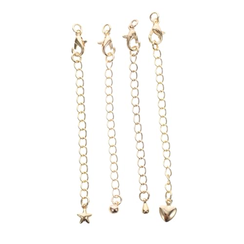 WOONEKY 4 Stück Teiliges Gold Schmuck Verlängerungsketten Kupfer mit Armband Halsketten Verlängerer mit Karabinerverschluss Einfache Befestigung für DIY Schmuckherstellung und WOONEKY 4 Stück Teiliges Gold Schmuck Verlängerungsketten Kupfer mit Armband Halsketten Verlängerer mit Karabinerverschluss Einfache Befestigung für DIY Schmuckherstellung und von WOONEKY