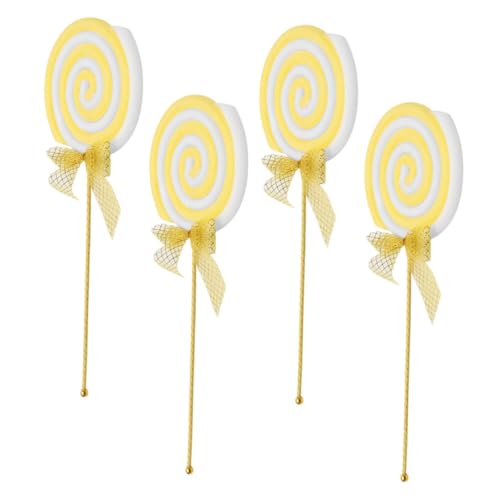 WOONEKY 4 Stück Teiliges Große Bunte Lutscher Dekorationen aus Schaumstoff Realistische Candy Lollipop Cake Topper Kinderfreundlich Langlebig für Kindergarten Party und Fotodeko von WOONEKY