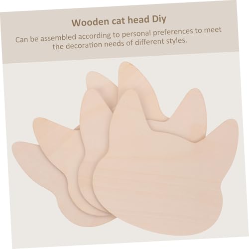WOONEKY 4 Stück Teiliges Holzscheiben Katzenkopf Robuste DIY Holzverzierungen für Bastelprojekte Unbemalte Holzdekorationen für Heim und Schulgestaltung Langlebige Natürliche Holzchips von WOONEKY