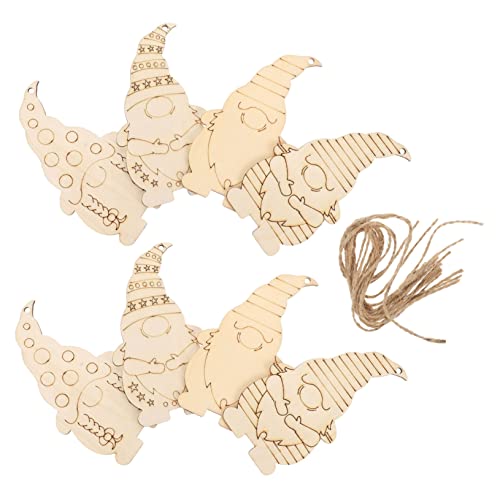 WOONEKY 40 Stück Holz Anhänger zum Bemalen DIY Weihnachtsbaumschmuck aus Glattem Holz Langlebige Gnom Figuren Aufhängen für Weihnachtsdeko und von WOONEKY