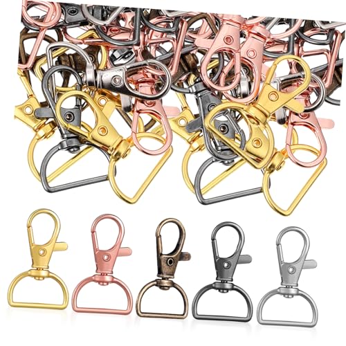 WOONEKY 40 Stück Teiliges Metall D Ring Schlüsselanhänger Clips aus Zinklegierung mit Drehhaken in Farben Robust und Vielseitig für Schlüssel Anhänger und Kleine Werkzeuge Stilvolles von WOONEKY