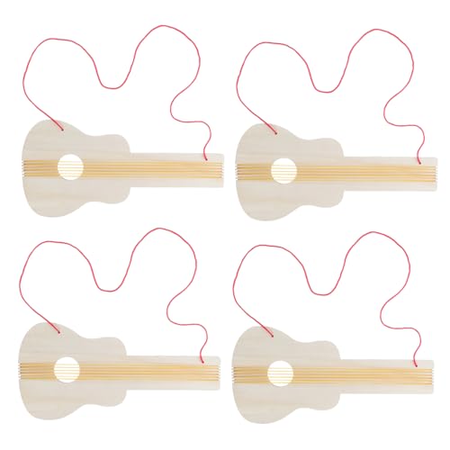 WOONEKY 4Pcs Hölzerne Gitarrenhandwerksvorräte Für DIY Mal Und Dekorationsprojekte Ideal Für Kindergarten Musikaktivitäten Und Wohnkultur von WOONEKY