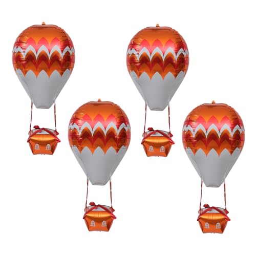 WOONEKY 5 Stück Teiliges Aluminiumfolien Heißluftballon in Orange weiß für Shower Party Deko Langlebig Luftdicht Erwachsenensicher für Innen Außenbereich von WOONEKY