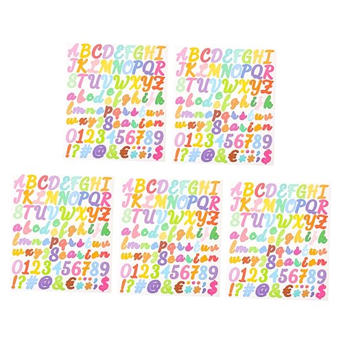 WOONEKY 5 Stück Teiliges Bunte DIY Buchstaben Zahlen Sticker Selbstklebend Leicht Entfernbar für Scrapbook Laptop Wasserflasche Dekoration Kreative Kombination WOONEKY 5 Stück Teiliges Bunte DIY Buchstaben Zahlen Sticker Selbstklebend Leicht Entfernbar für Scrapbook Laptop Wasserflasche Dekoration Kreative Kombination von WOONEKY