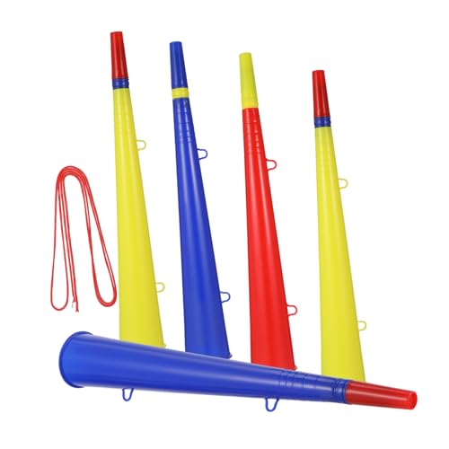 WOONEKY 5 Stück Teiliges Kunststoff Tröten Bunte Party Trumpets ohne Batterien Leichte Fan Hörner für Fußballspiele Sportveranstaltungen Abschlussfeiern und Outdoor Cheerleading von WOONEKY