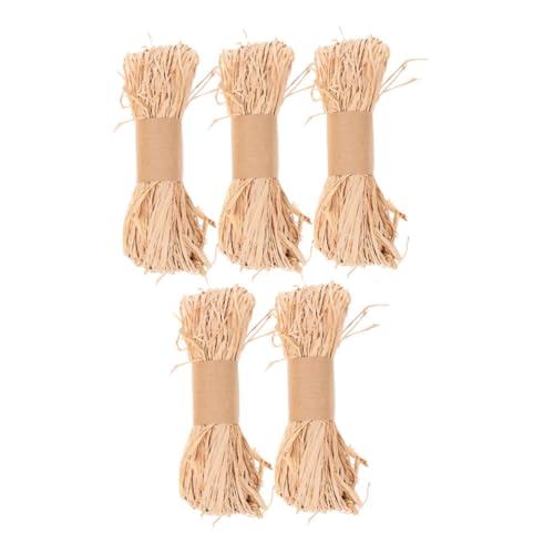 WOONEKY 5 Stück Teiliges Natürliche Raffia Bastbänder aus Raffia Gras Robustes und Nachhaltiges Bastband für Floristik Geschenkverpackung DIY Bastelprojekte und Dekoratives von WOONEKY