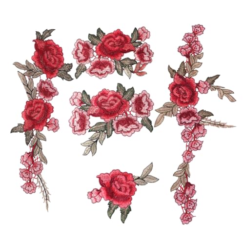 WOONEKY 5 Stück Wasserlösliche Bestickte Blumen Patches Teiliges Rote DIY Applikationen zum Aufnähen Langlebige Aufnäher für Kleidung Jeans Rucksäcke Jacken Reparatur und Dekorativ WOONEKY 5 Stück Wasserlösliche Bestickte Blumen Patches Teiliges Rote DIY Applikationen zum Aufnähen Langlebige Aufnäher für Kleidung Jeans Rucksäcke Jacken Reparatur und Dekorativ von WOONEKY