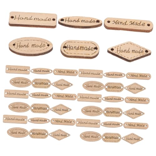 WOONEKY 50 Stück Holzknöpfe mit Löchern Handgefertigte Holzlabel zum Annähen Vintage Stil Langlebige DIY Nähknöpfe für Bekleidung Bastelprojekte Scrapbooking und Dekoration von WOONEKY