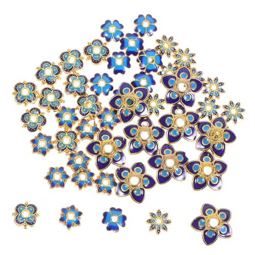 WOONEKY 50 Stück Metall Blüten Perlenkappen Spacer Bead Caps Leichtes Design Langlebig für DIY Armbänder Halsketten Ohrringe Schmuckherstellung Zubehör von WOONEKY