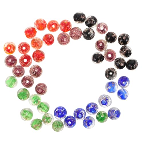 WOONEKY 50 Stück Spacer Perlen Leuchtende Nachtleuchtende Glasperlen Runde Spacer Charms für DIY Schmuck Armbänder Halsketten Ohrringe in Blau Schwarz Grün Rot Lila von WOONEKY