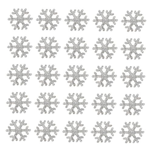 WOONEKY 50 Stück Teiliges Silberner DIY Schneeflocken Patches für Haarspangen Leichtes Sicheres Bastelmaterial für Junge Mädchen Vielseitig für Haarclips und Kreative Dekorationen von WOONEKY