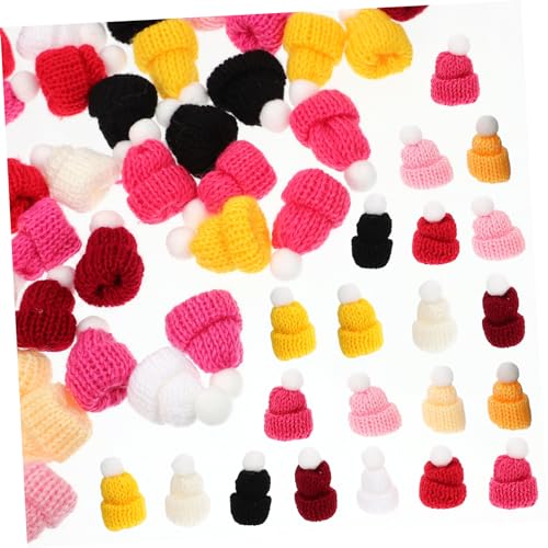 WOONEKY 50Stücke Mini Strickhüte Puppenhüte für DIY Dekoration Weihnachten Basteln Party Winzige Hüte für Kreative Projekte von WOONEKY