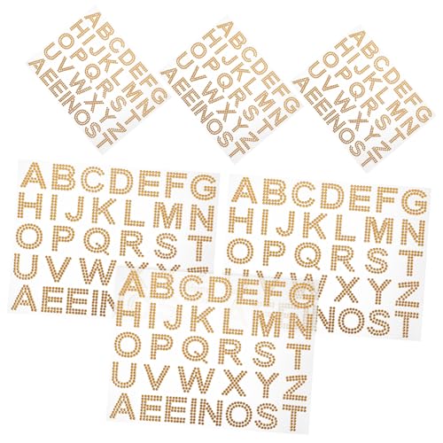 WOONEKY 6 Blätter Teiliges Selbstklebende Acryl Strasssteine Aufkleber DIY Dekoration für Kleidung Taschen Handys Schuhe Notizbücher Personalisierte Buchstaben Sticker zum Basteln und von WOONEKY
