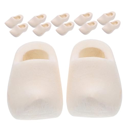 WOONEKY 6 Paar Zubehör Holz Clog Art Clogs Projekte Zubehör Micro DIY Holz Dutch Inch Schuhe Basteln Niederlande Puppenhaus Puppe Blanko Dekorationen Basteln Miniatur Unvollendet Mini von WOONEKY
