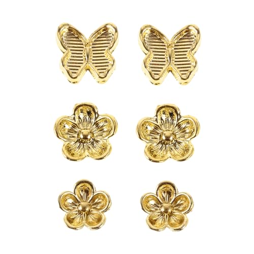 WOONEKY 6 Stück Legierung Charms mit Schmetterlings und Blumenmuster Professionelle Maniküren und Diy Nageldesigns für Besondere Anlässe WOONEKY 6 Stück Legierung Charms mit Schmetterlings und Blumenmuster Professionelle Maniküren und Diy Nageldesigns für Besondere Anlässe von WOONEKY
