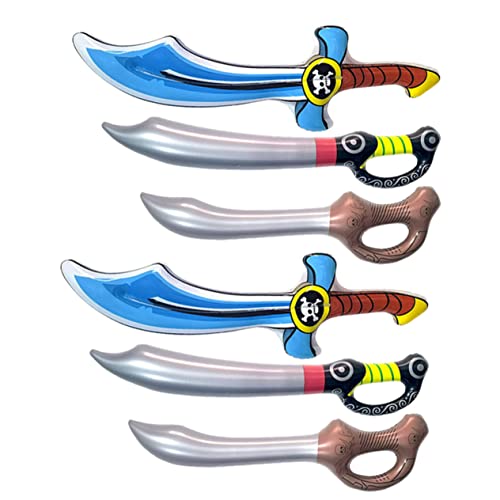 WOONEKY 6 Stück Teiliges Aufblasbares Piratenschwert aus Robustem PVC Wiederverwendbare Spielzeugschwerter mit Bunten Totenkopfmustern für Kindergeburtstag Karneval Cosplay und WOONEKY 6 Stück Teiliges Aufblasbares Piratenschwert aus Robustem PVC Wiederverwendbare Spielzeugschwerter mit Bunten Totenkopfmustern für Kindergeburtstag Karneval Cosplay und von WOONEKY