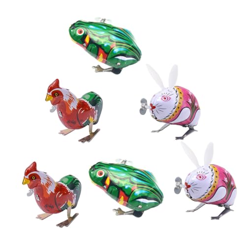 WOONEKY 6 Stück Teiliges Aufziehspielzeug aus Eisen mit Lustigen Tiermotiven Robust und Sicher Kreative Cartoon Designs für Jungen und Mädchen als Geschenk und Mitgebsel von WOONEKY