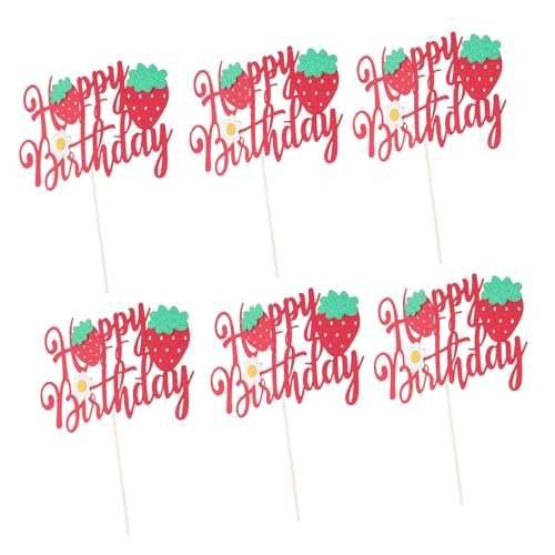 WOONEKY 6 Stück Teiliges Erdbeer Cake Topper mit Glitzerfinish Geburtstagsdeko für Mädchen Vielseitige Tortendeko für Shower Erste Geburtstagsfeier und Partygestaltung WOONEKY 6 Stück Teiliges Erdbeer Cake Topper mit Glitzerfinish Geburtstagsdeko für Mädchen Vielseitige Tortendeko für Shower Erste Geburtstagsfeier und Partygestaltung von WOONEKY