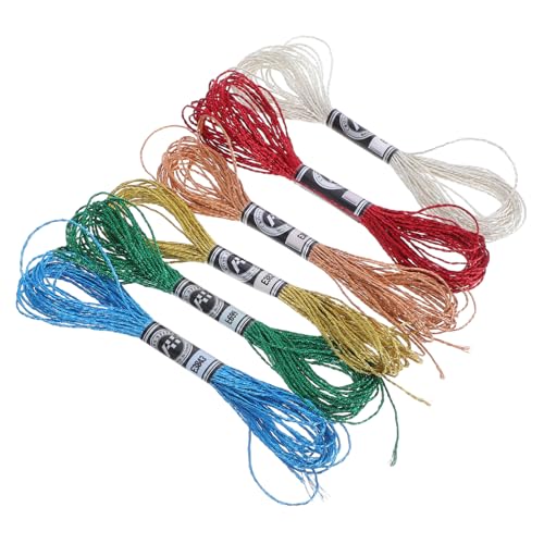 WOONEKY 6 Stück Teiliges Metallic Stickgarn Farbige Polyester Stickfäden Glänzende Handnähfäden für Kreuzstich Goldstickerei Vielseitiges Nähzubehör für DIY Bastelarbeiten WOONEKY 6 Stück Teiliges Metallic Stickgarn Farbige Polyester Stickfäden Glänzende Handnähfäden für Kreuzstich Goldstickerei Vielseitiges Nähzubehör für DIY Bastelarbeiten von WOONEKY