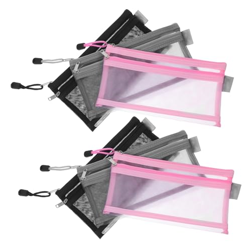 WOONEKY 6 Stück Teiliges Nylon Netz Federmäppchen Doppellagig Transparent mit Reißverschluss Vielseitiger Organizer für Schule Büro und Reise Kompakte Aufbewahrungstasche für Stifte WOONEKY 6 Stück Teiliges Nylon Netz Federmäppchen Doppellagig Transparent mit Reißverschluss Vielseitiger Organizer für Schule Büro und Reise Kompakte Aufbewahrungstasche für Stifte von WOONEKY