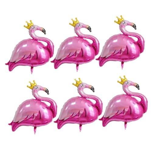 WOONEKY 6 Stück Teiliges Set Crown Flamingo Folienballons Aluminium Folienluftballons für Hawaiianische Partys Geburtstag und Dekoration Langlebig und Farbenfroh von WOONEKY