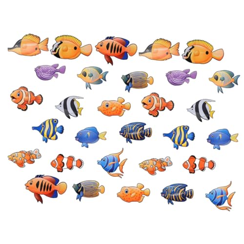 WOONEKY 60 Stück Teiliges Bunte Tropische Fisch Papier Ausschnitte Doppelseitig Bedruckt Kindergarten Dekoration Vielseitige Wand und Klassenzimmergestaltung für Schul und Themenpartys von WOONEKY