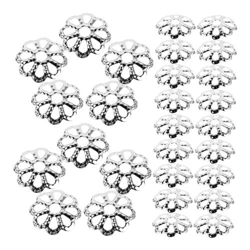 WOONEKY 600 Stück Blüten Perlenkappen Hohler Spacer Charm Caps für Diy Schmuckherstellung Halsketten Armbänder Ohrringe Zubehör Silberfarben von WOONEKY