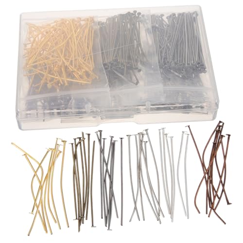 WOONEKY 600 Stück Flachkopfstifte für Schmuckherstellung Edelstahl Kopfstifte zum Auffädeln von Perlen DIY Bastelnadeln für Ohrringe Armbänder und Halsketten Vielseitiges Beading Zubehör von WOONEKY
