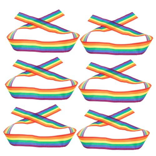 WOONEKY 6Stücke Regenbogen DIY Bänder Teiliges für Lgbt Party Dekorationen Hochwertige Polyesterbänder für Kunsthandwerk und Blumenarrangements für Festivals und Feiern von WOONEKY