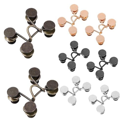 WOONEKY 8 Sätze Teiliges Jeansbund Versteller Metallclips Taillenknopf ohne Nähen in Silber Gold Schwarz für Hosen Röcke Flexibel Verstellbar und Langlebig WOONEKY 8 Sätze Teiliges Jeansbund Versteller Metallclips Taillenknopf ohne Nähen in Silber Gold Schwarz für Hosen Röcke Flexibel Verstellbar und Langlebig von WOONEKY