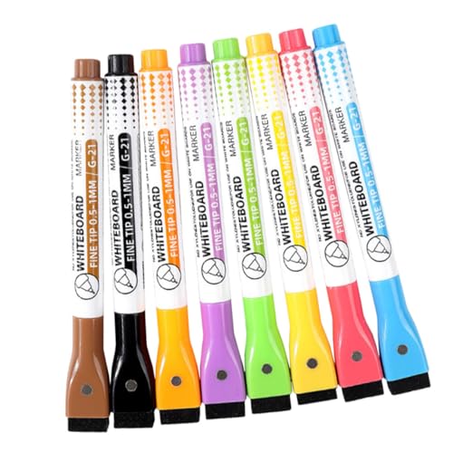 WOONEKY 8 Stück Teiliges Magnetischer Whiteboard Marker Abwischbare Trockenlöschstifte in Farben Stabile Kunststoffhülle Geeignet für Whiteboards Büro und Zuhause Leicht zu Reinigen von WOONEKY