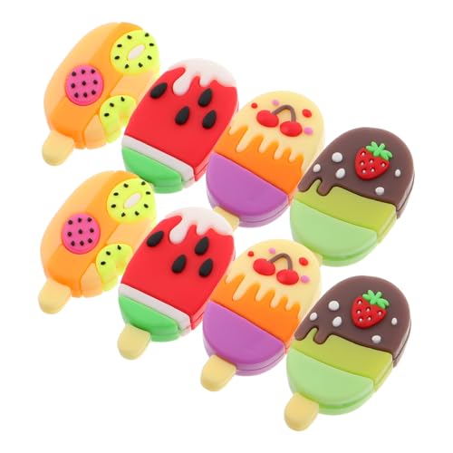 WOONEKY 8 Stück Teiliges Süße Eiscreme Radiergummis für Kreative Obst Popsicle Radierer Schulbedarf und Partygeschenk für Klassenzimmer Belohnungen und Feiern von WOONEKY