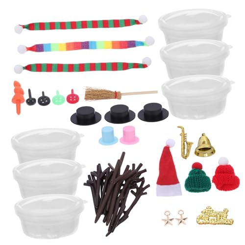 WOONEKY DIY Schneemann Bastelset für Teiliges Modelliermasse Set mit Bunten Schneemann Zubehör Wiederverwendbare Winterdeko für Weihnachtsfeier und Festliche Tischdekoration von WOONEKY