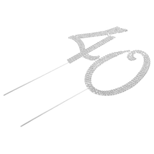 WOONEKY Eleganter Cake Topper mit Strasssteinen Wiederverwendbar und Nachhaltig Silberne Zahlendekoration für Jubiläums Geburtstagsfeiern Stilvolle Partydekoration von WOONEKY