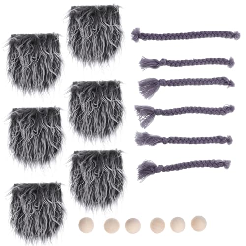 WOONEKY Fluffiger Gnom Bart Set DIY Bastelmaterial für Handgefertigte Zwerg Puppen mit Grauem Kunstpelz mit Bärten Holzkugeln und Zöpfen Hautfreundlich und Langlebig für WOONEKY Fluffiger Gnom Bart Set DIY Bastelmaterial für Handgefertigte Zwerg Puppen mit Grauem Kunstpelz mit Bärten Holzkugeln und Zöpfen Hautfreundlich und Langlebig für von WOONEKY
