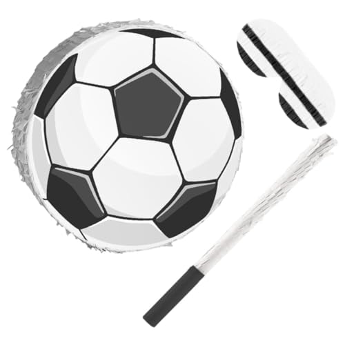 WOONEKY Fußball Pinata mit und Augenbinde Stabile Karton Konstruktion für Kindergeburtstag Sport Mottoparty Dekoration und Spaßige Partyspiele von WOONEKY